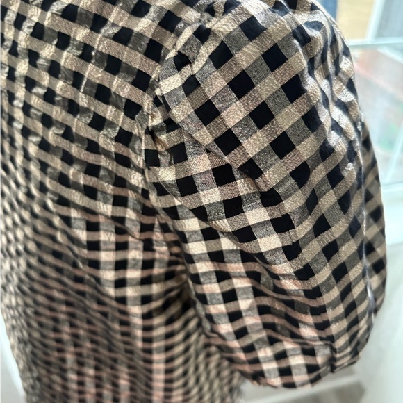 J. Crew Black and Gold Checkered Blouse - Picture 4 of 5